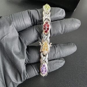 Sterling Silver 925 Multi-Color Gemstone Bracelet